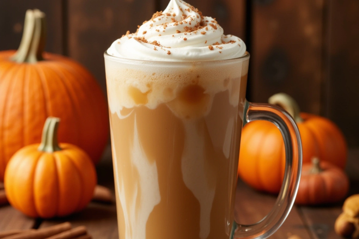 Vegan Iced Pumpkin Spice Coffee with whipped cream