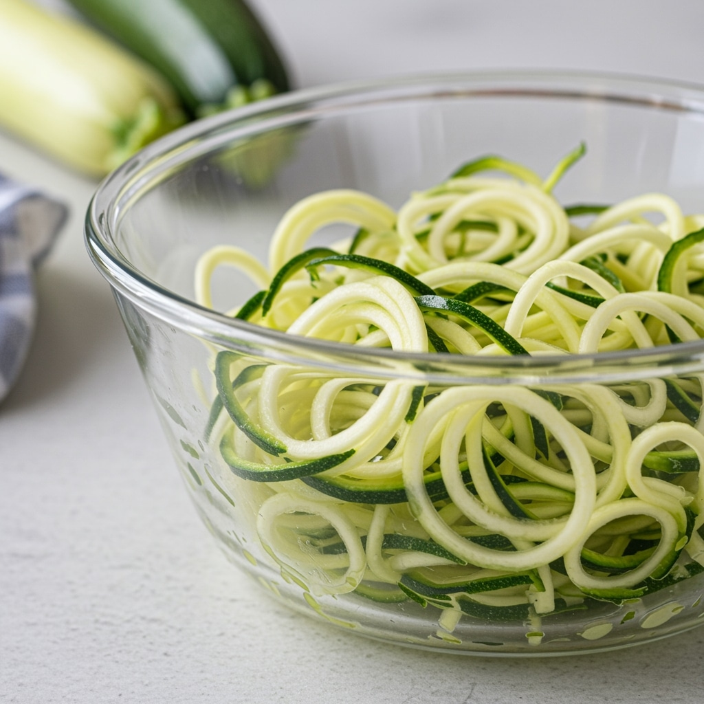 Spiralized raw zucchini noodles